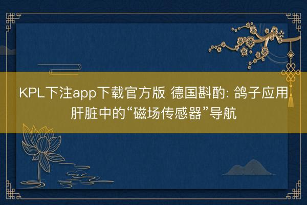 KPL下注app下载官方版 德国斟酌: 鸽子应用肝脏中的“磁场传感器”导航