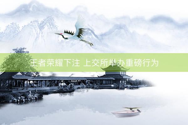 王者荣耀下注 上交所举办重磅行为