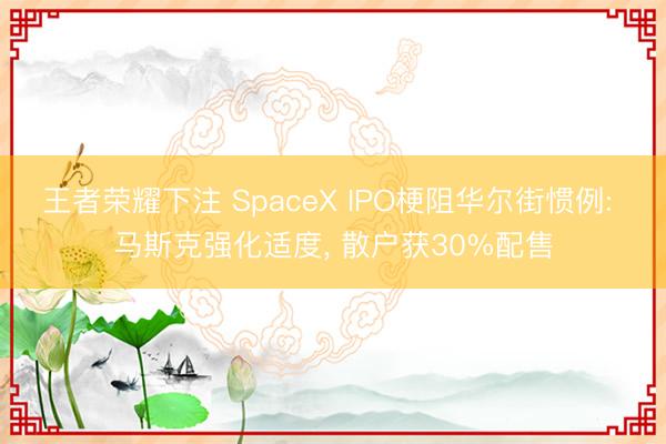 王者荣耀下注 SpaceX IPO梗阻华尔街惯例: 马斯克强化适度， 散户获30%配售