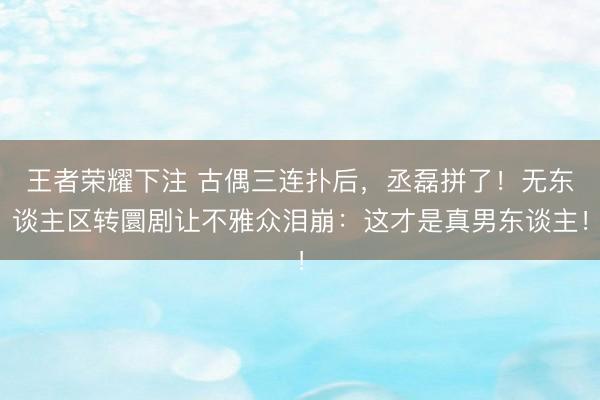 王者荣耀下注 古偶三连扑后，丞磊拼了！无东谈主区转圜剧让不雅众泪崩：这才是真男东谈主！