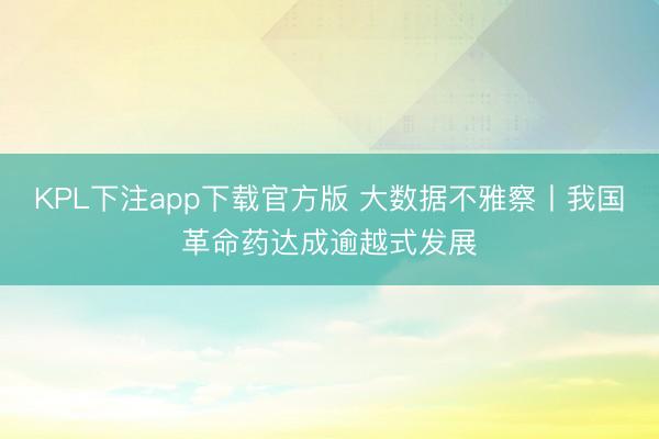 KPL下注app下载官方版 大数据不雅察丨我国革命药达成逾越式发展