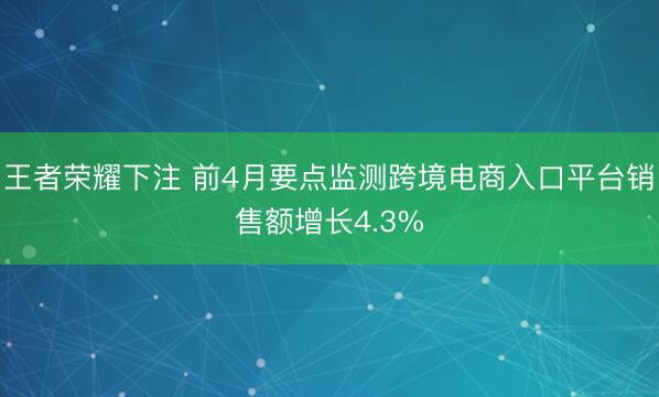 王者荣耀下注 前4月要点监测跨境电商入口平台销售额增长4.3%