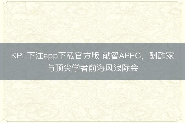 KPL下注app下载官方版 献智APEC,酬酢家与顶尖学者前海风浪际会