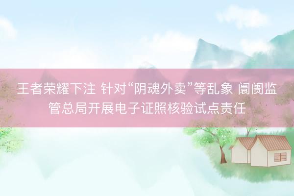 王者荣耀下注 针对“阴魂外卖”等乱象 阛阓监管总局开展电子证照核验试点责任